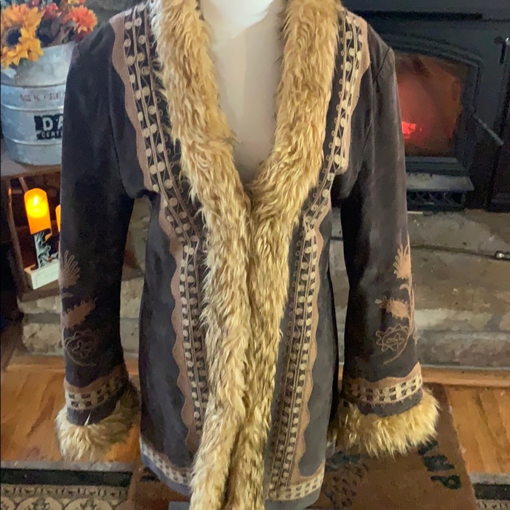 Gorgeous boho suede embroidered coat